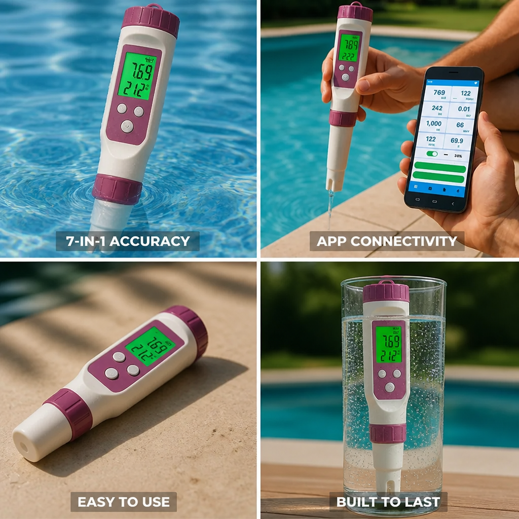 App-Connected 7-in-1 Digital Pool Tester (For Pools & Spas)