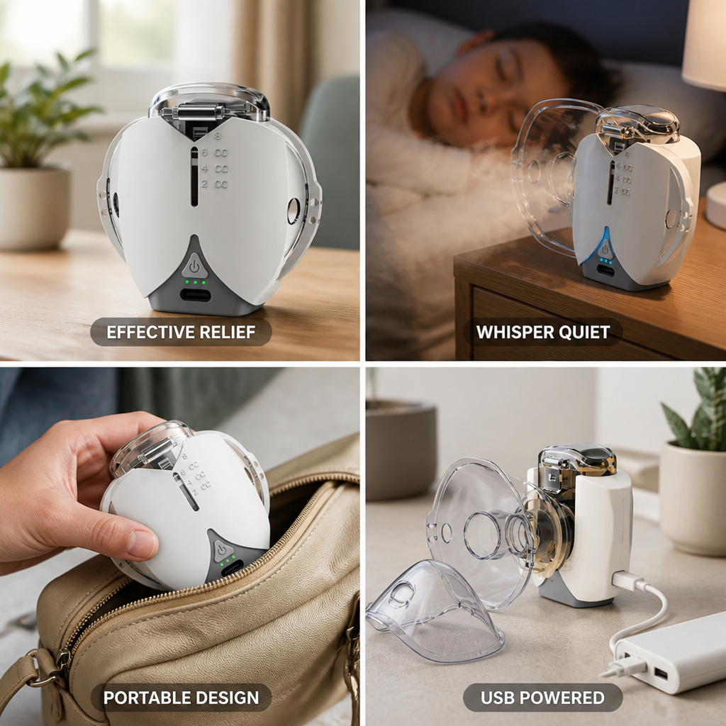 Quiet USB-Powered Mesh Nebulizer (Includes Adult & Child Masks)