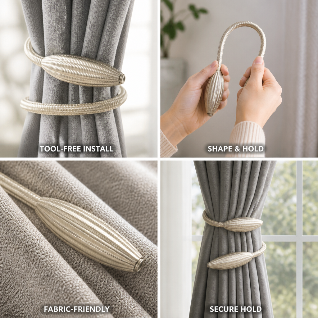 Tool-Free Malleable Aluminum Curtain Tieback