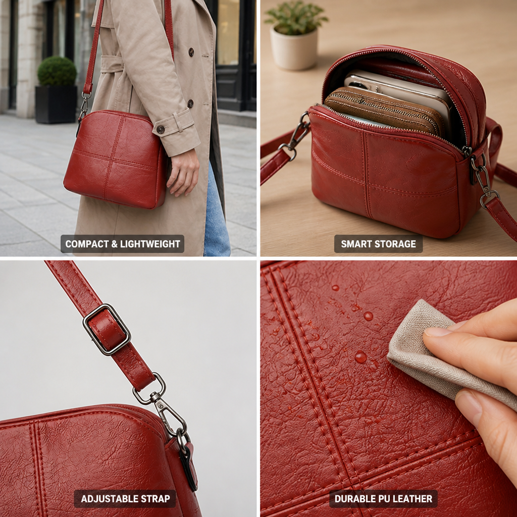 PU Leather & Adjustable Strap Crossbody Bag