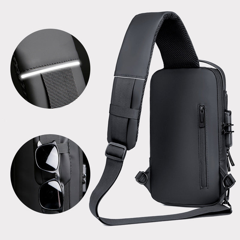 Waterproof and Theft-Resistant Shoulder Bag with USB Port