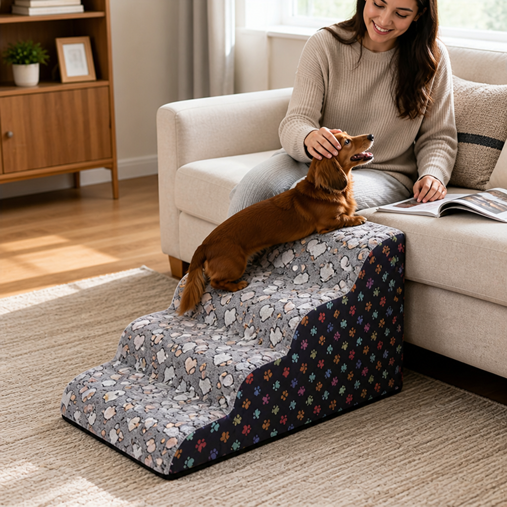 Non-Slip Plush Pet Stairs (2-5 Steps)