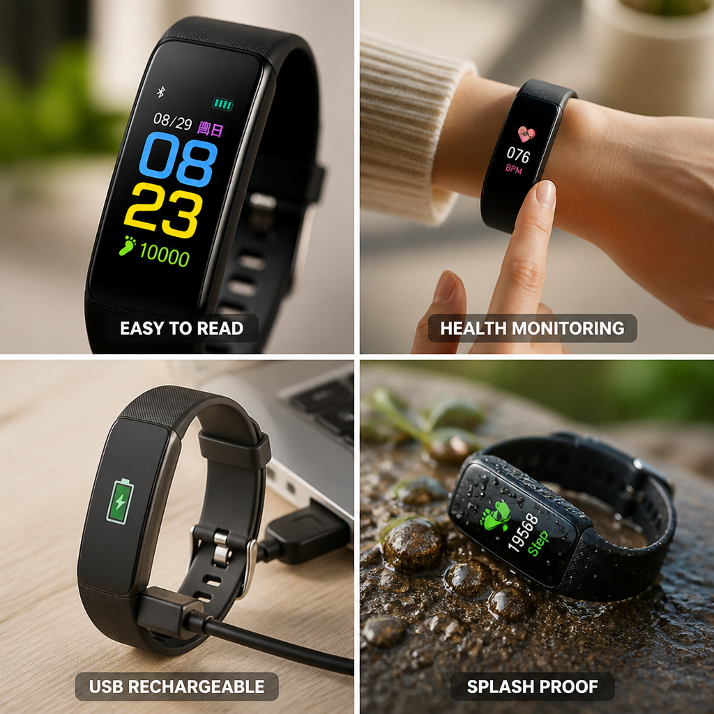 Simple LED Heart & Blood Pressure Senior Smartwatch