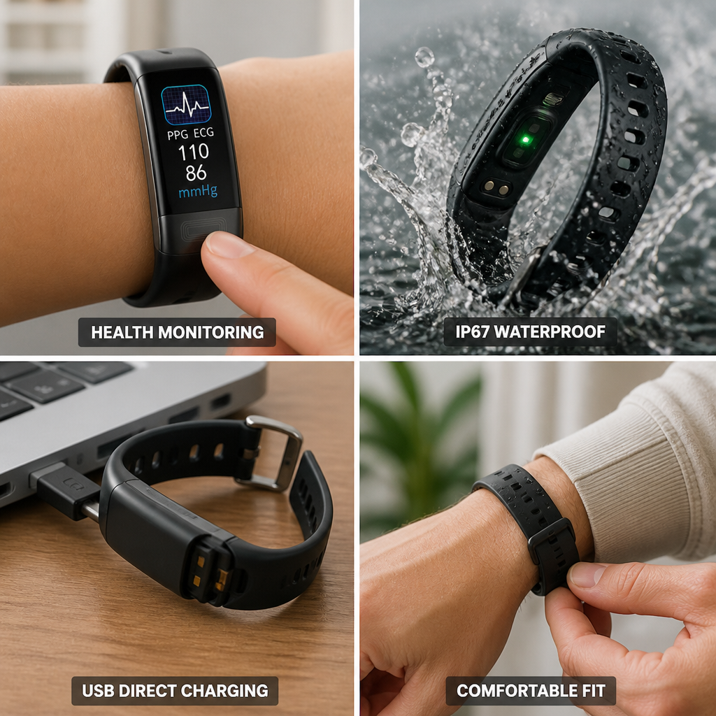 ECG & Blood Pressure Smartwatch (IP67 Water-Resistant)