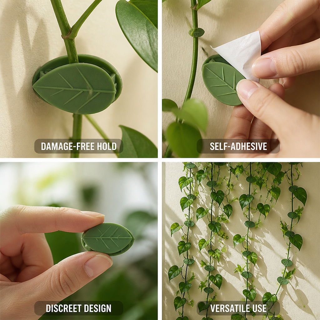Leaf-Shaped Self-Adhesive Silicone Plant Clips (Set of 20)