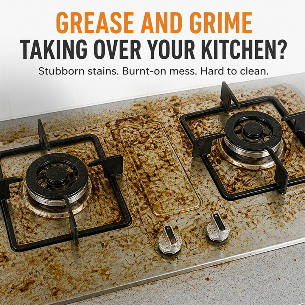 GreaseBeGone™ — Effortless Sparkle and Safety for Your Whole Kitchen