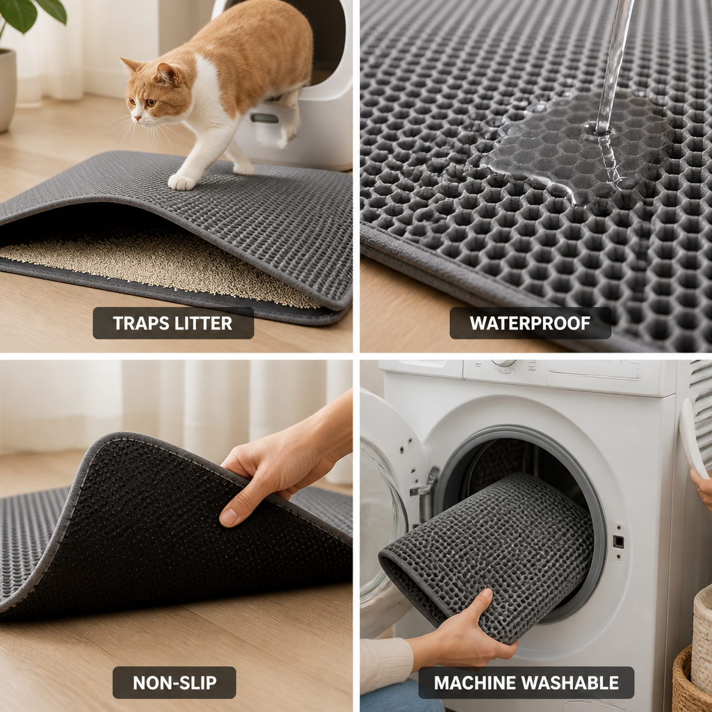 Dual-Layer Waterproof & Non-Slip Cat Litter Mat