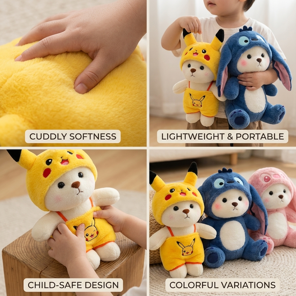 Soft Plush Hooded Bear Toy (Multiple Sizes)