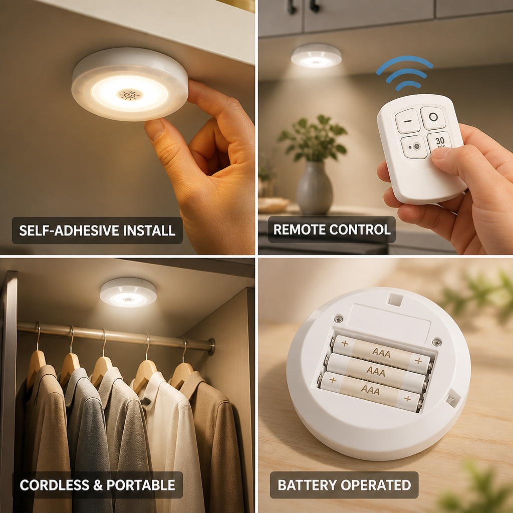 Battery-Operated Remote-Controlled & Self-Adhesive LED Lights