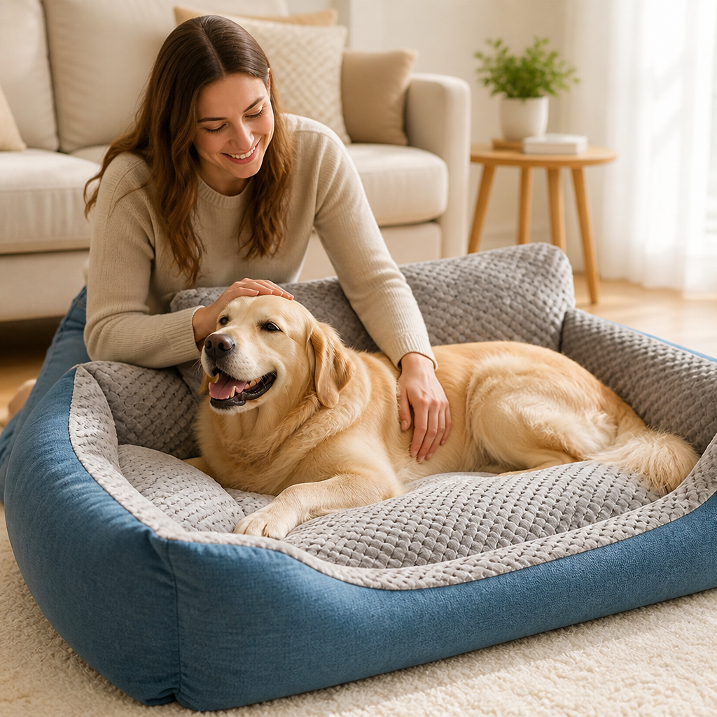 Orthopedic Foam Plush Bolster Dog Bed (Removable Washable Cover)