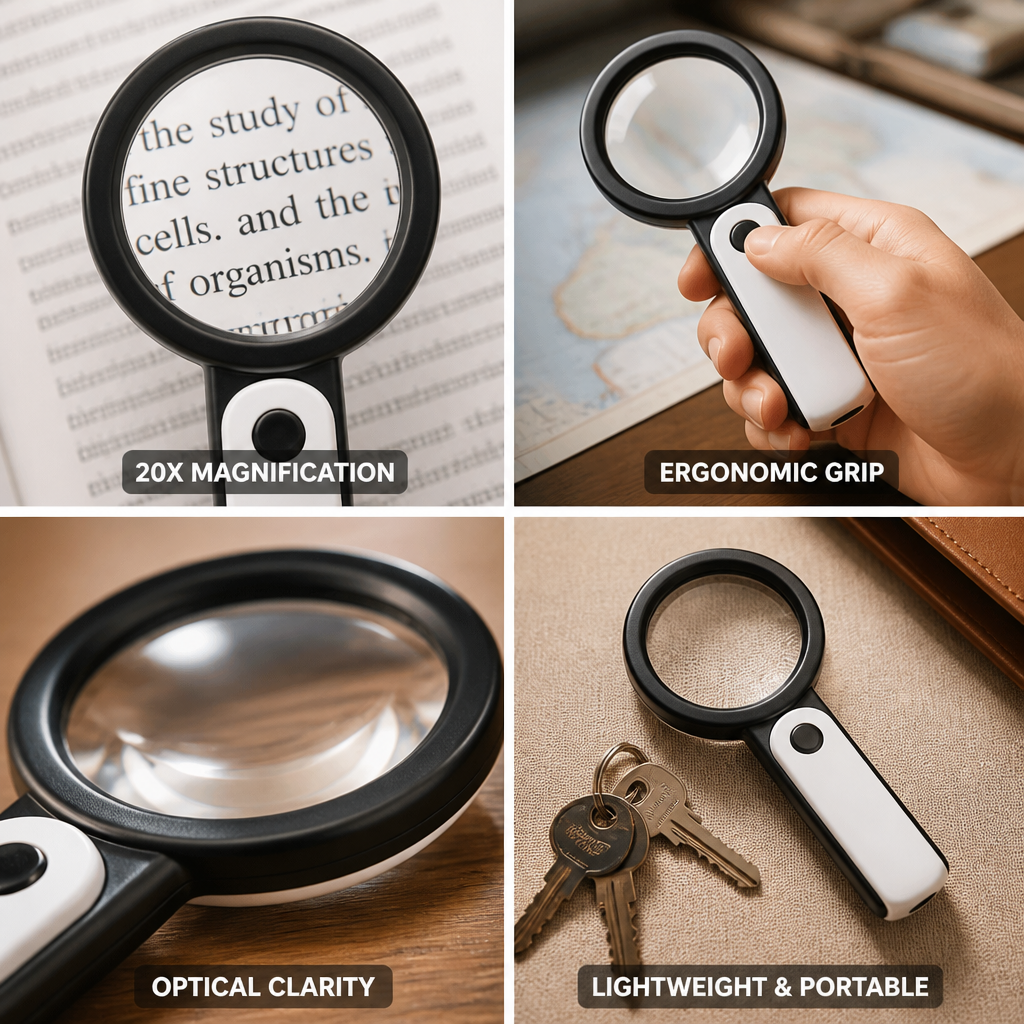 20x Optical Ergonomic Handheld Magnifying Glass