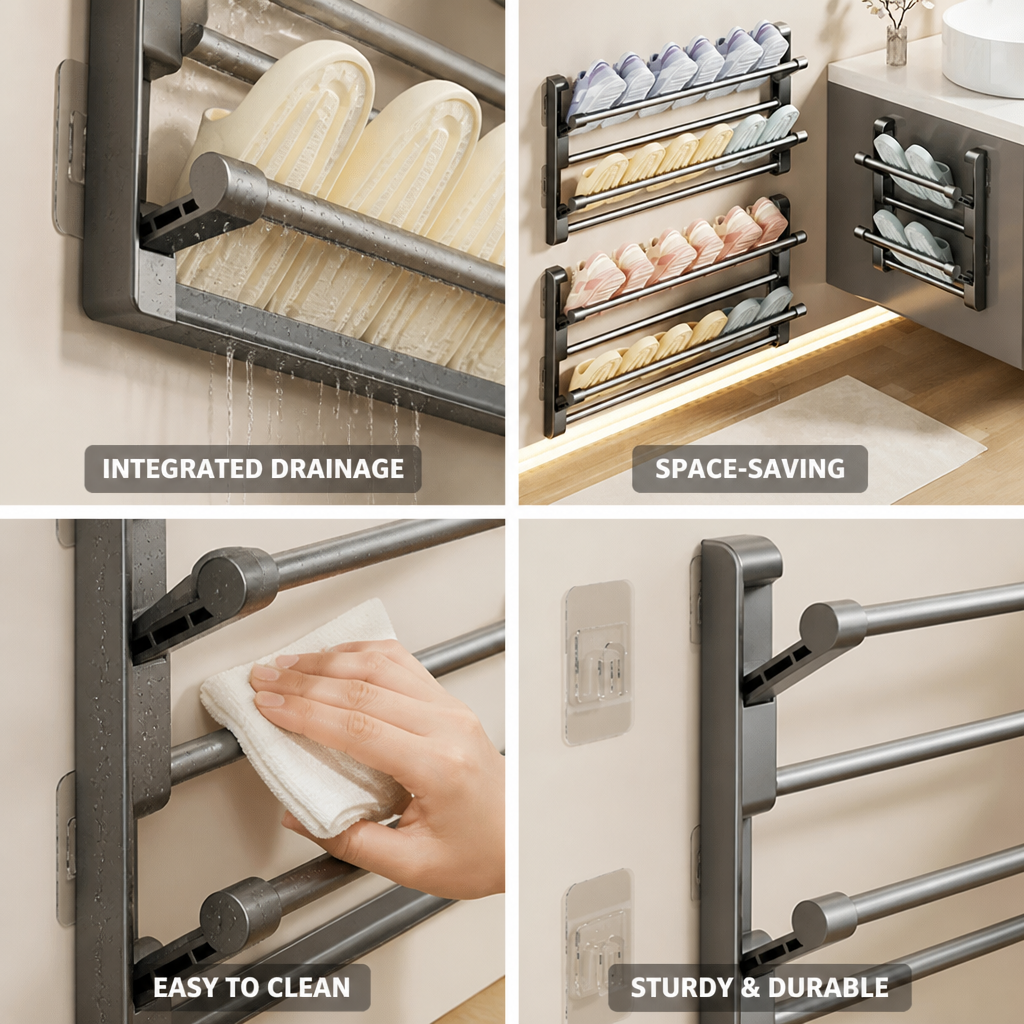 Integrated Drainage Wall-Mounted Shoe Rack