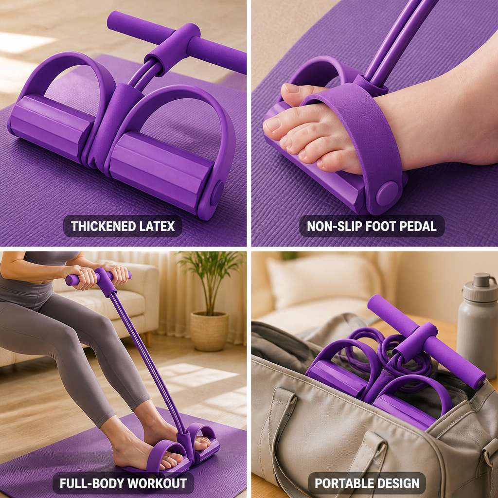 Thickened Latex & Non-Slip Foot Pedal Resistance Band Trainer