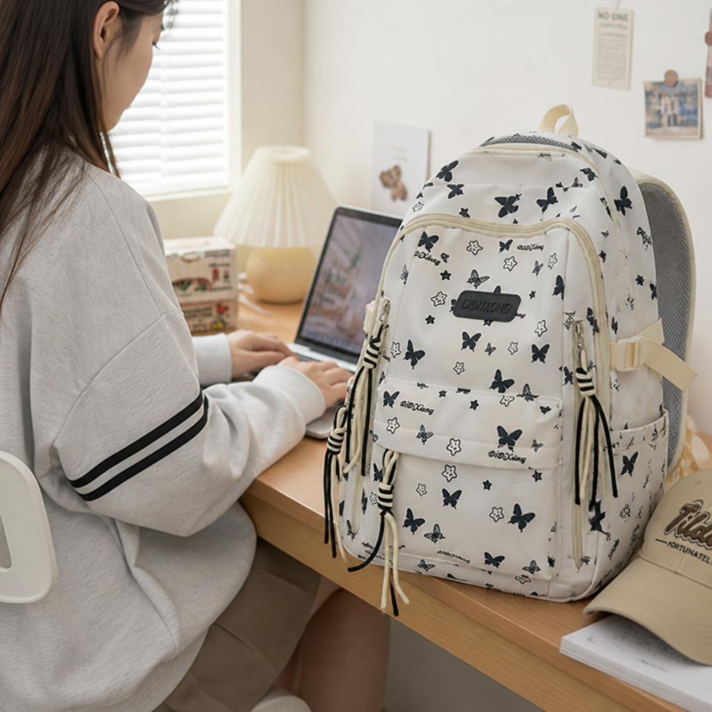 Anti-Theft Multi-Compartment Nylon Backpack (Fits 15.6-Inch Laptop)