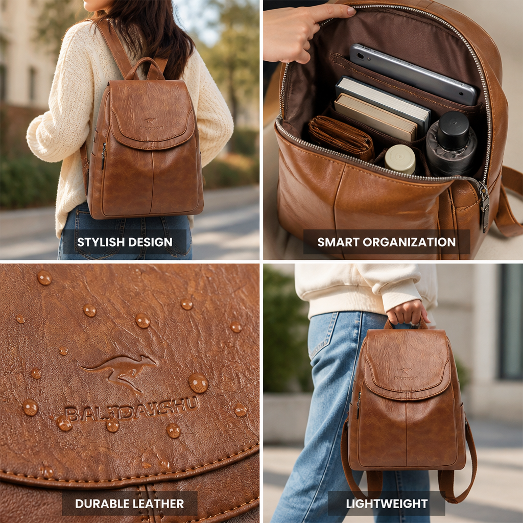 Premium Cow Leather & Smart Organization Backpack