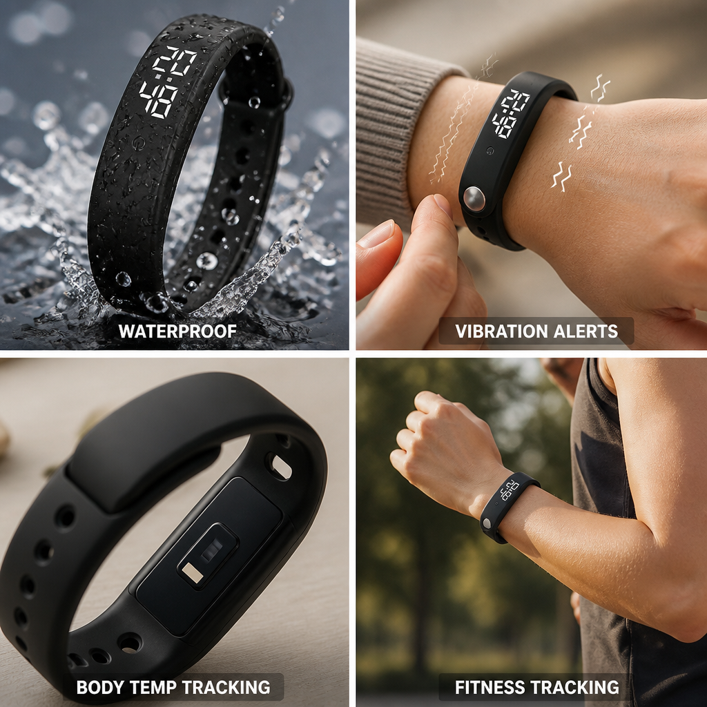 Waterproof Vibration & Temperature Tracking Smartwatch