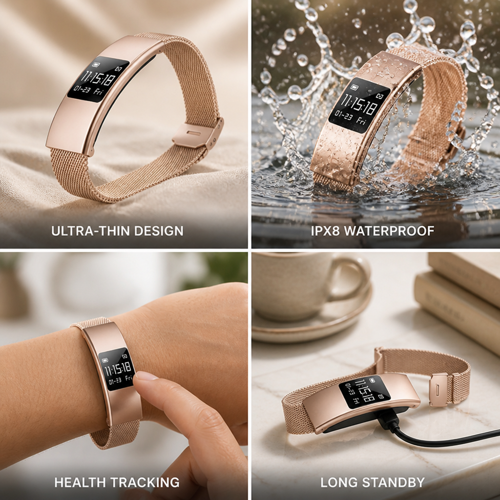 Ultra-Thin IPX8 Health-Tracking Smartwatch (Long Standby)