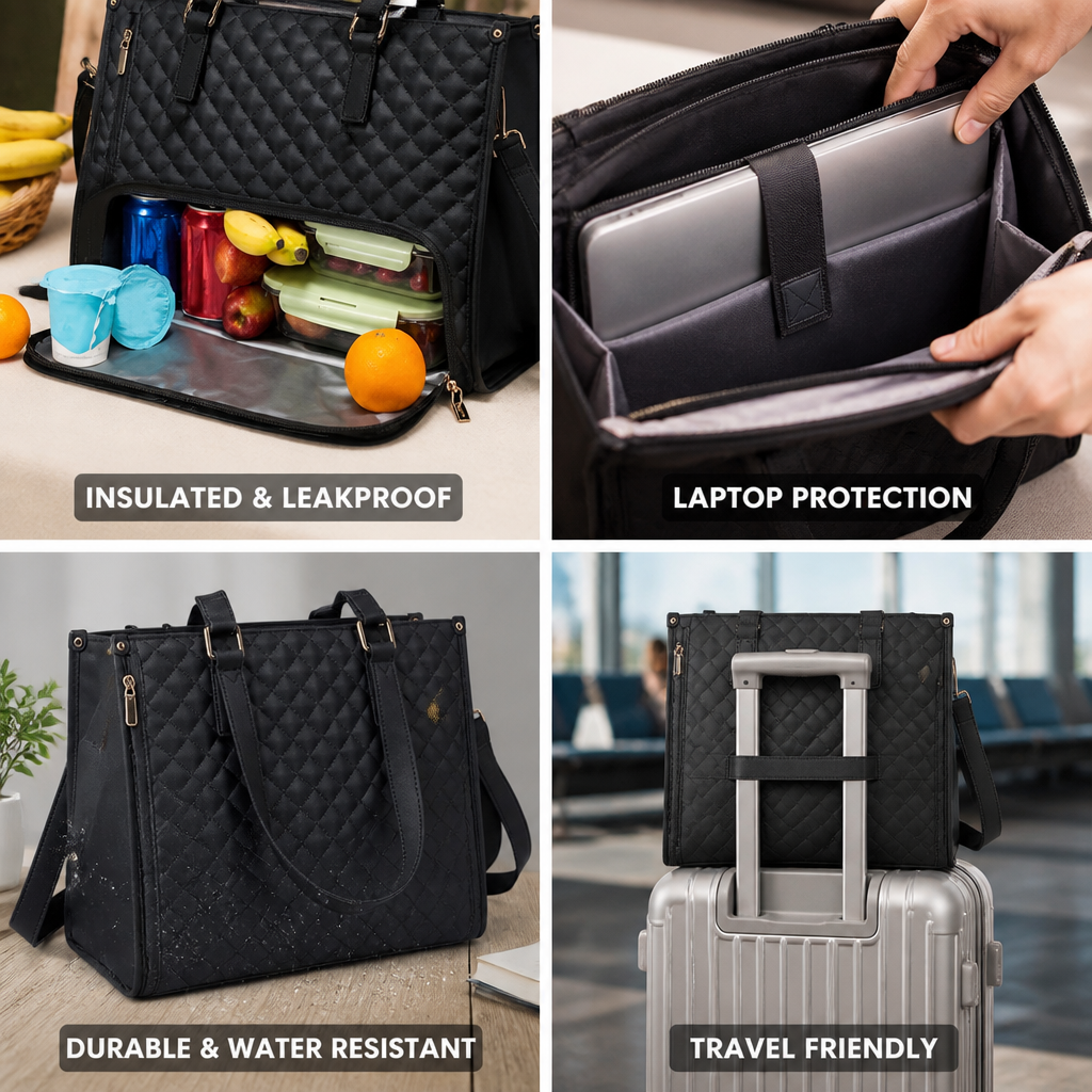 Insulated Leakproof Dual-Compartment Lunch & Laptop Tote