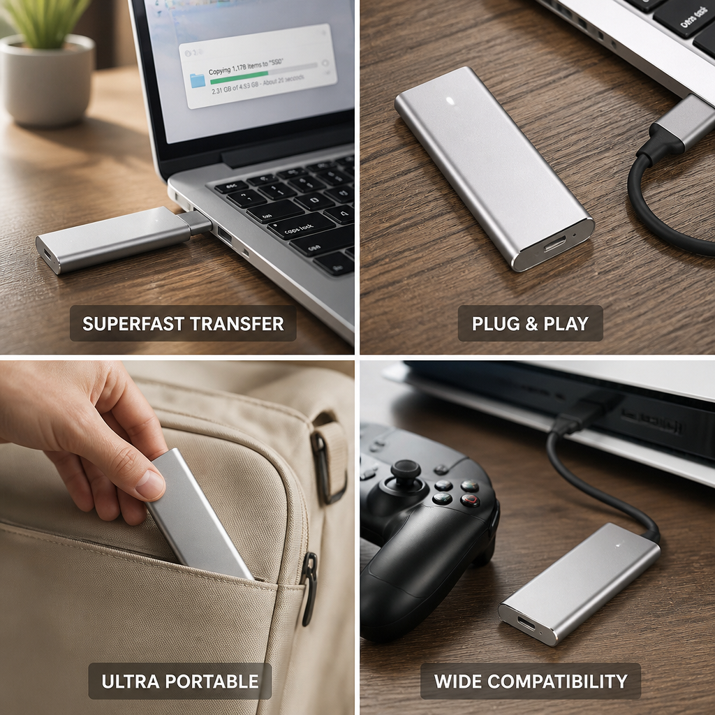 High-Speed USB 3.1 Type-C External Hard Drive (Plug-And-Play)