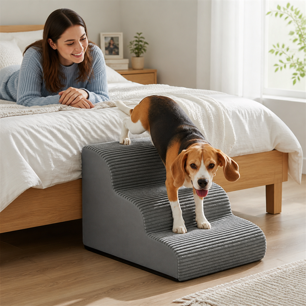 Gentle Slope & Non-Slip Pet Stairs (3-Step)