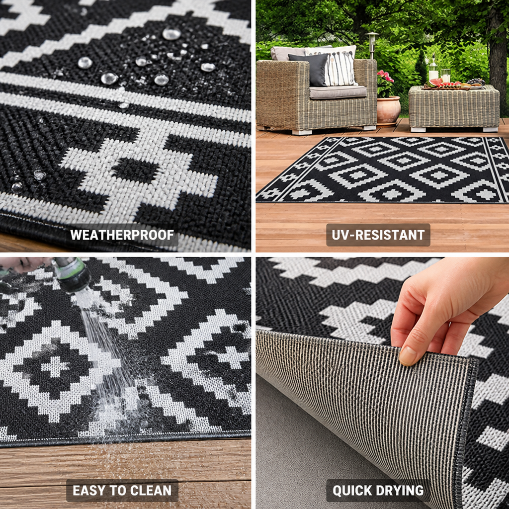 Weatherproof UV-Resistant Geometric Outdoor Rug