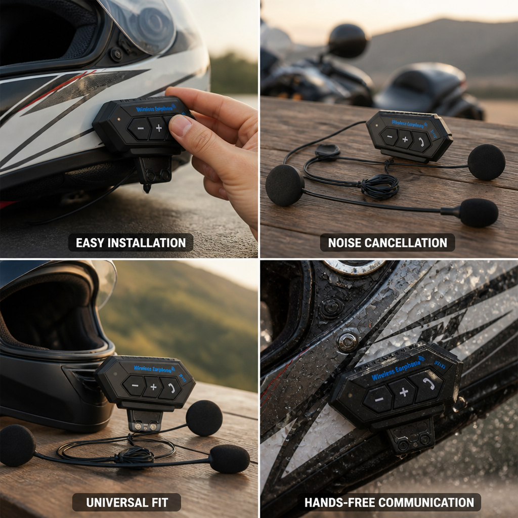 Active Noise-Cancelling Bluetooth Motorcycle Helmet Headset (32-Hour Battery)