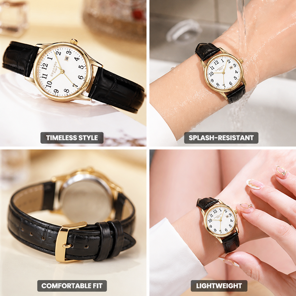 Square Dial Faux Leather Women's Quartz Watch (Splash-Resistant)
