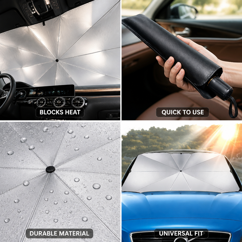 Reflective Aluminum Quick-Open Windshield Sunshade