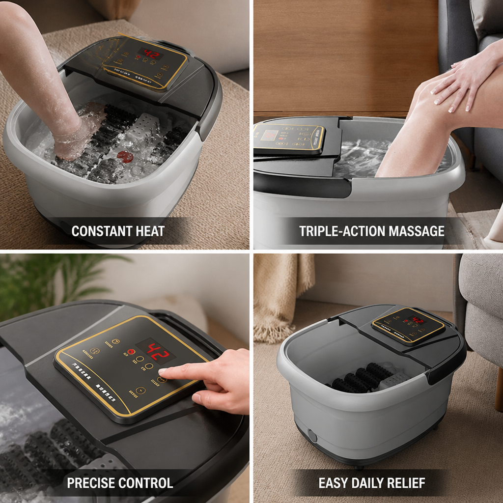 Heated Triple-Action Foot Spa (Rollers, Bubbles & Infrared)