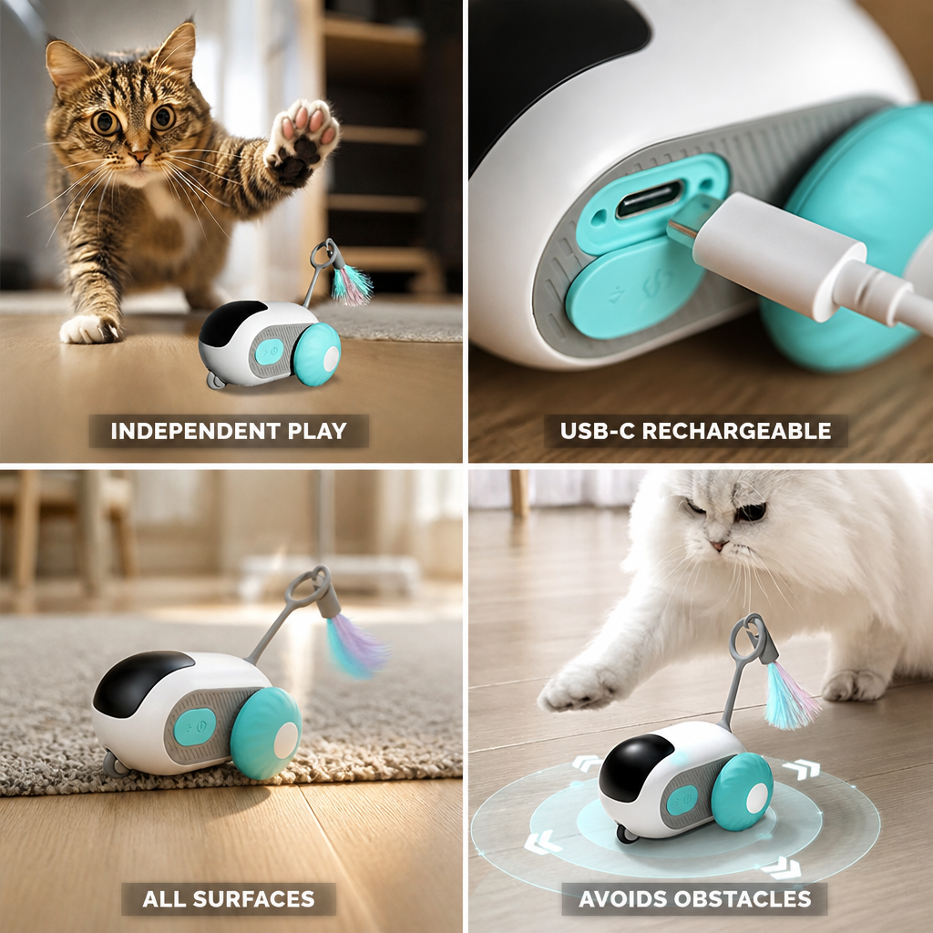 Self-Activated USB-C Rechargeable Motorized Cat Chase Toy