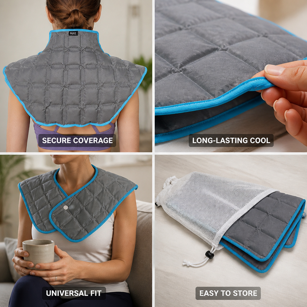 Ergonomic Reusable Cooling Gel Shoulder & Neck Wrap (One Size)
