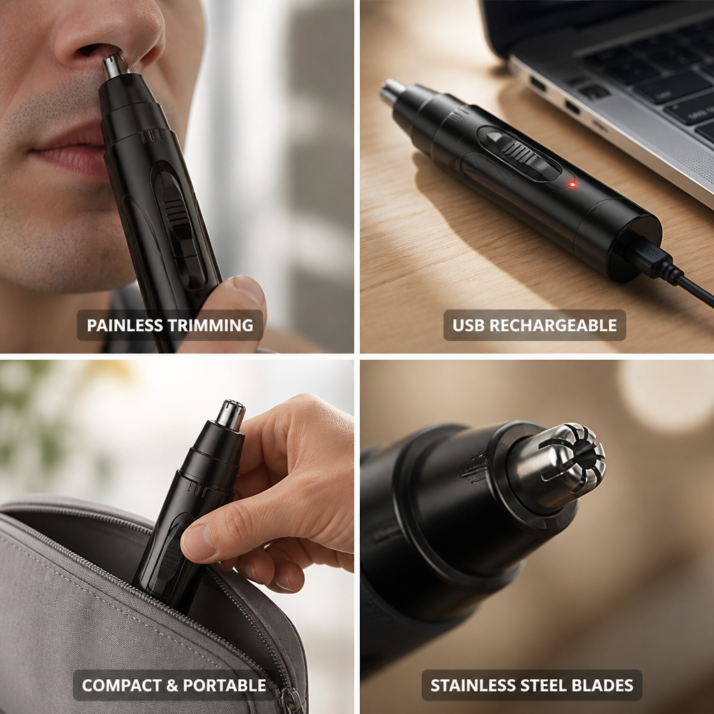 Painless Stainless Steel USB-Rechargeable Nose & Ear Trimmer