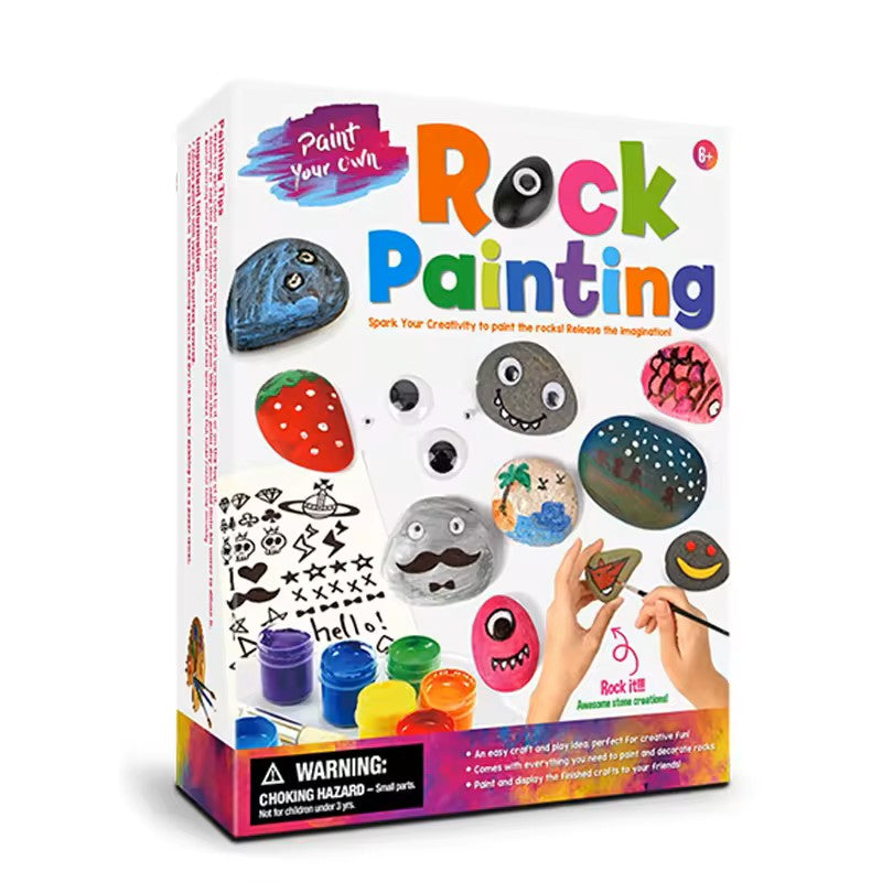 Kids Stone Painting Set with River Stones and Acrylic Paints, Ages 4-12