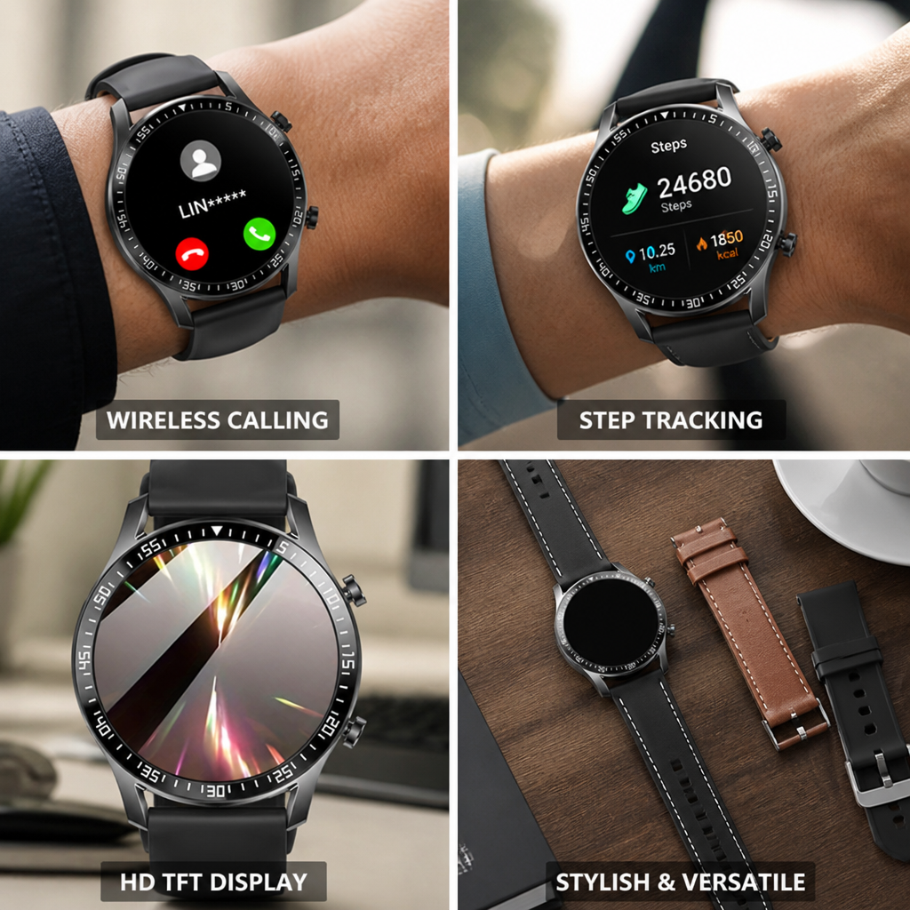 Wireless Calling & Step Counter Smartwatch (iPhone & Android)