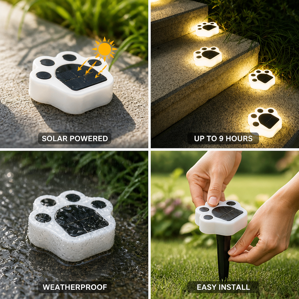 Solar Automatic Paw-Shaped Garden Path Light