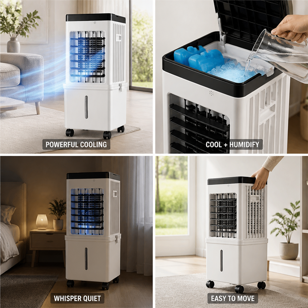 Windowless 3-in-1 Cooling, Humidifying & Purifying Portable Air Conditioner