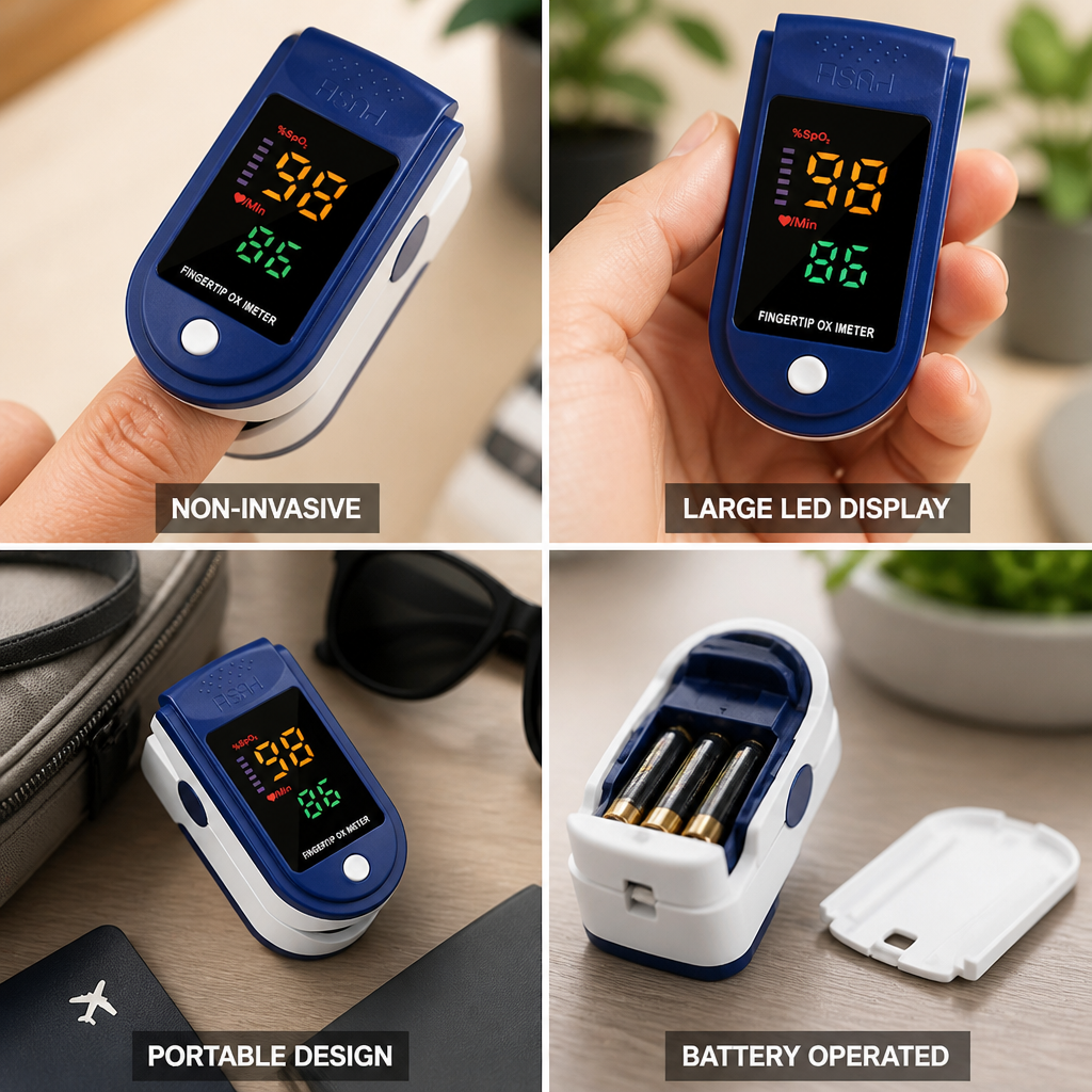 Large LED Display Non-Invasive Pulse Oximeter