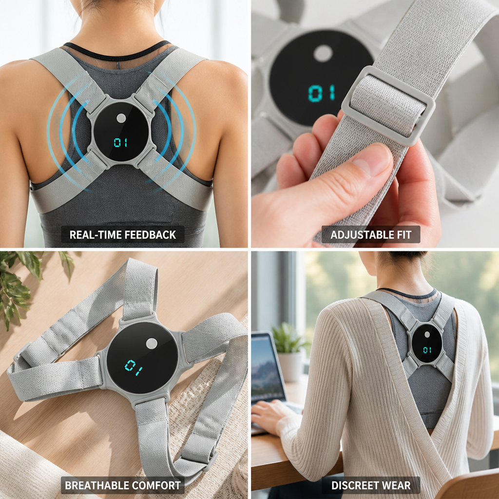 EMS Angle-Sensor Vibration Posture Corrector (Adjustable Straps)