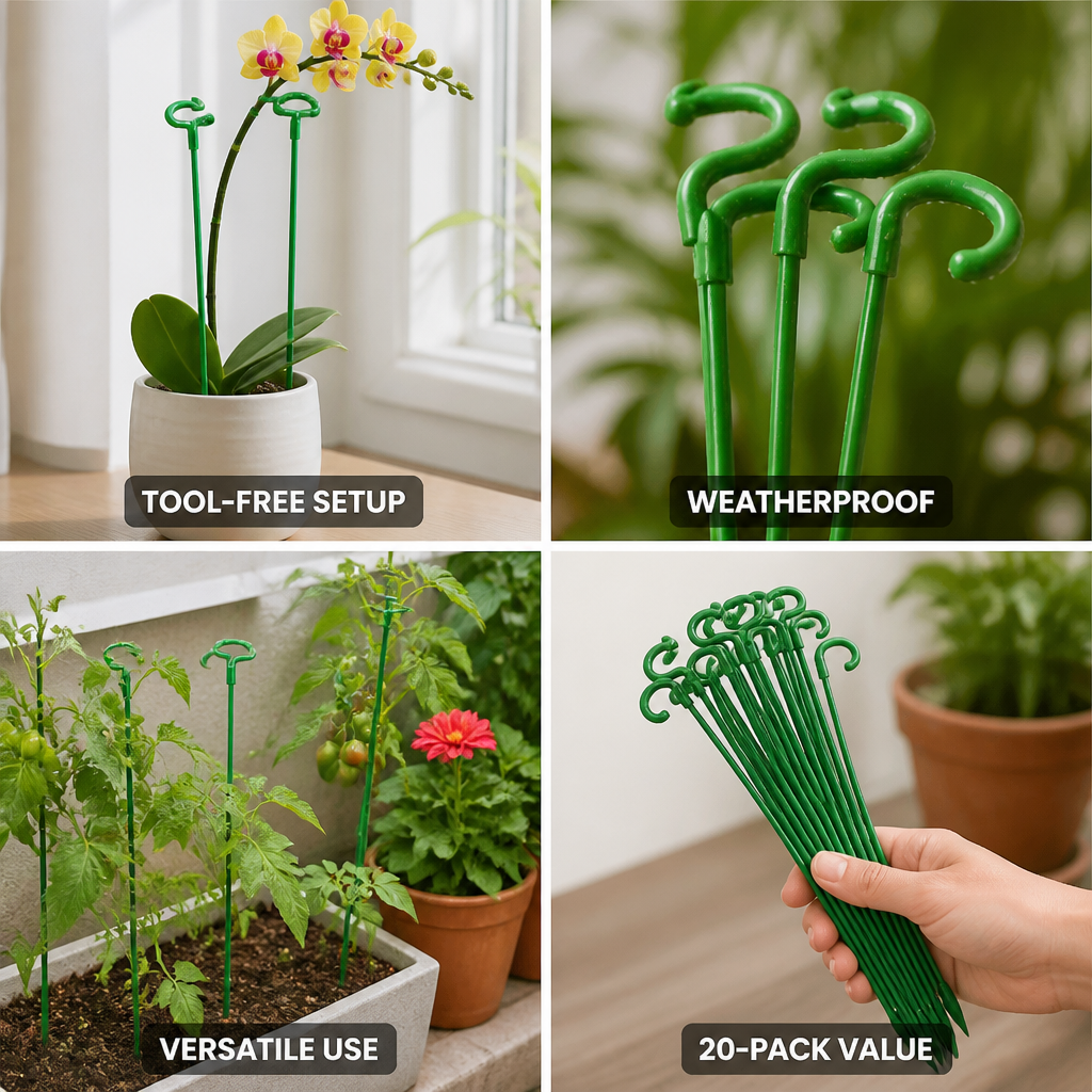 Weatherproof & Tool-Free Plant Support Rods (20-Pack)