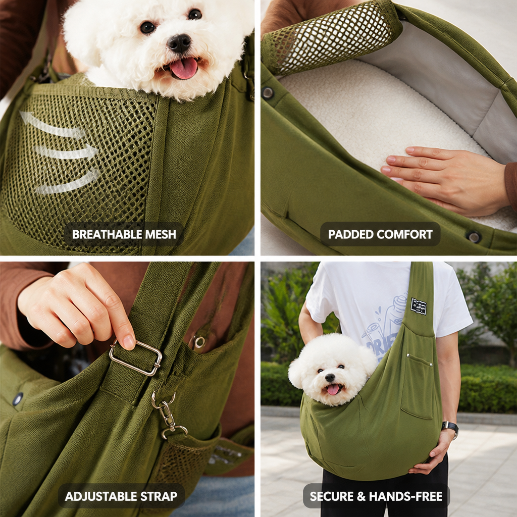 Ventilated Mesh & Padded Dog Sling Carrier