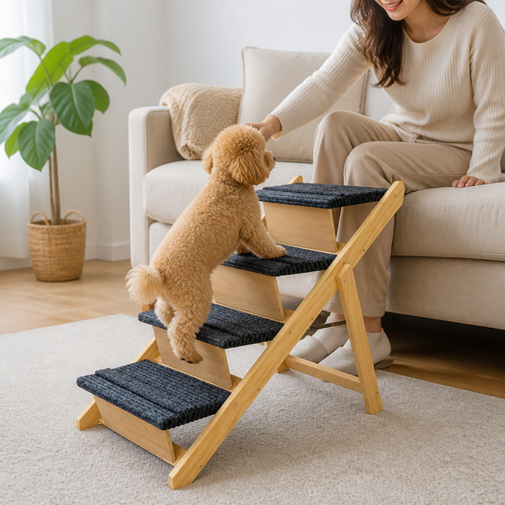 Foldable Wooden Non-Slip Pet Stairs & Ramp