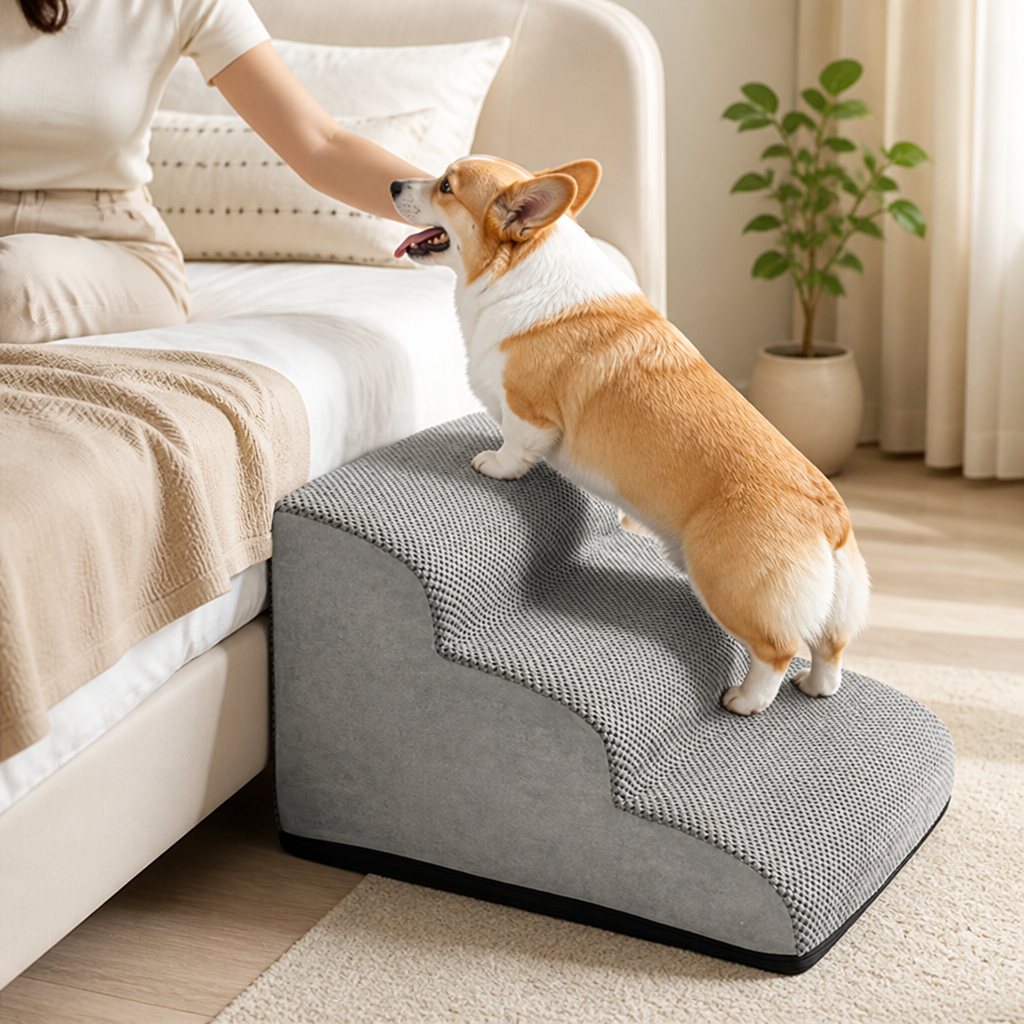 High-Density Foam Non-Slip Pet Stairs (3-Step)
