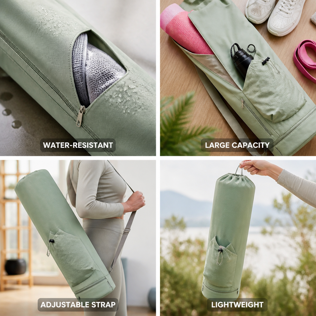 Water-Resistant Wet Pocket Yoga Mat Bag (Adjustable Strap)