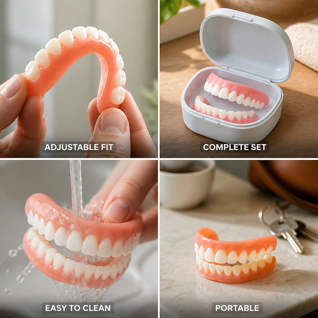 Adjustable Fit Upper & Lower Removable Veneer Set (With Case)
