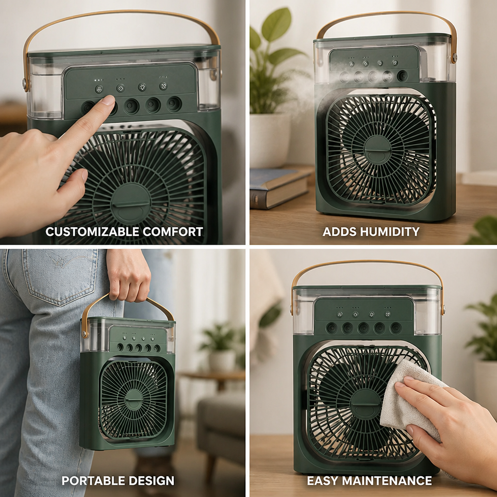 Portable Misting & Adjustable Airflow Personal Air Cooler
