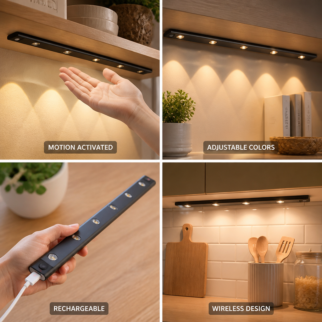 Wireless Rechargeable Motion-Sensor Under-Cabinet LED Light