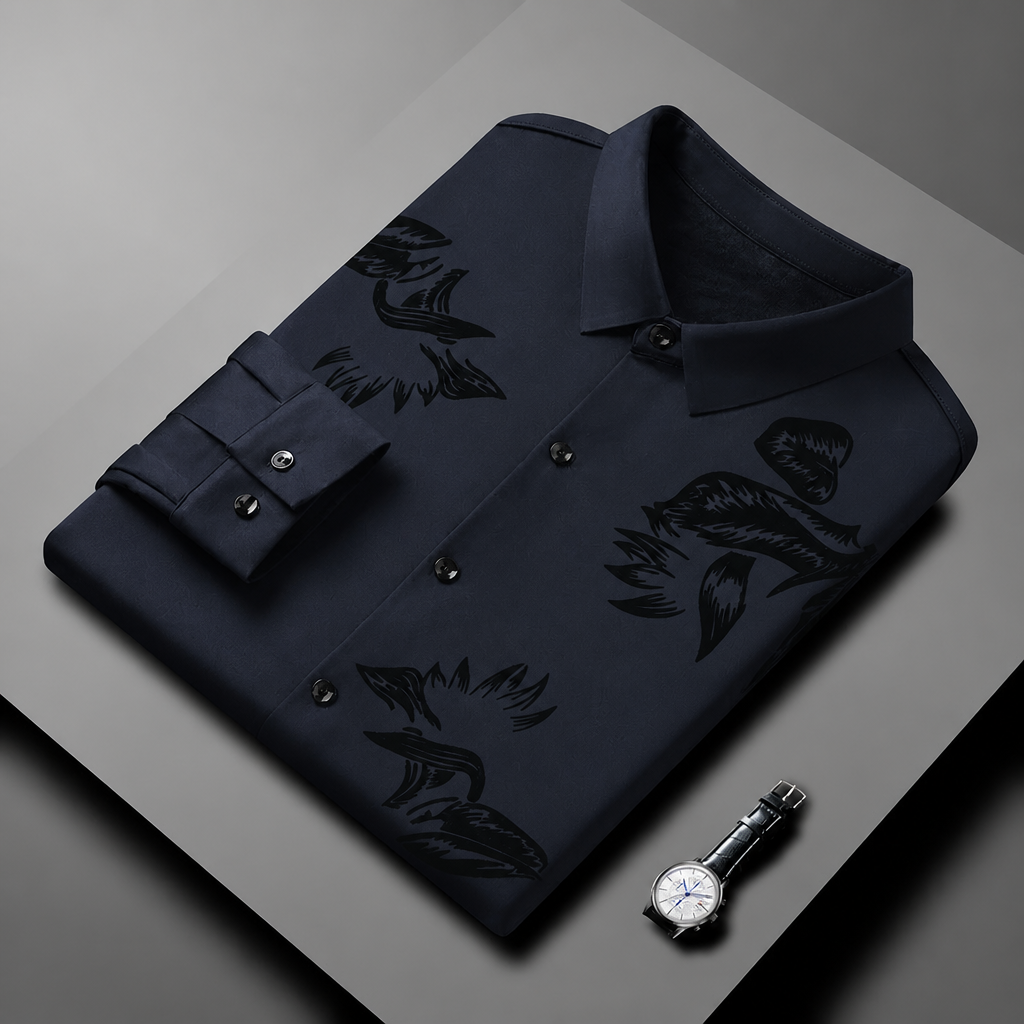 VulcanTherm™ – Brushstroke-Patterned Slim-Fit Fleece-Lined Shirt