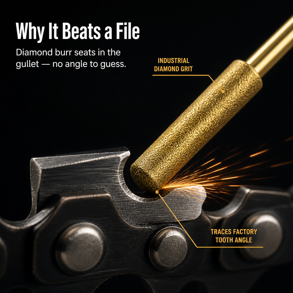 EdgePulse™ — Hone Any Chainsaw in 60 Seconds Directly on the Bar