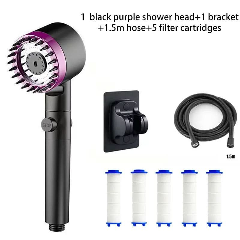 High-Pressure Shower Head with 3 Settings – Filtered Water System