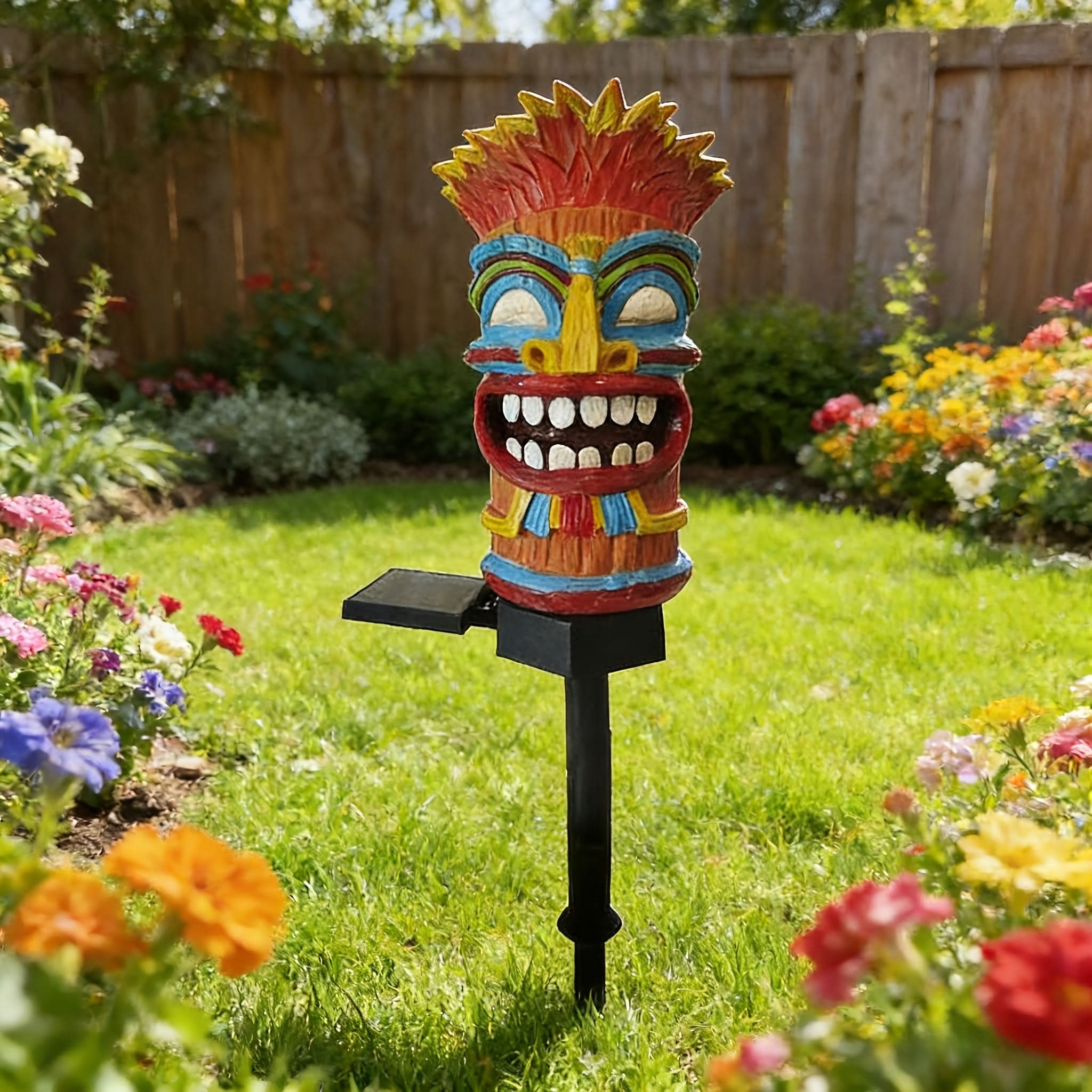 Solar Tiki LED Garden Stake Light for Outdoor Decoration